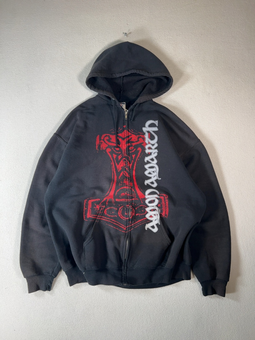 Jerzees Vintage Y2K Amon Amarth Thor's Hammer Zip Up Hoodie XL